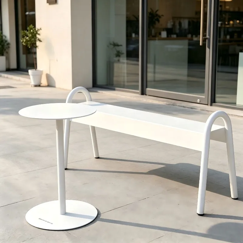 Light Luxury Metal Outdoor Iron Stools, Park Leisure Bench, Commercial Shop Rest Table and Chairs for Outdoor Public Area