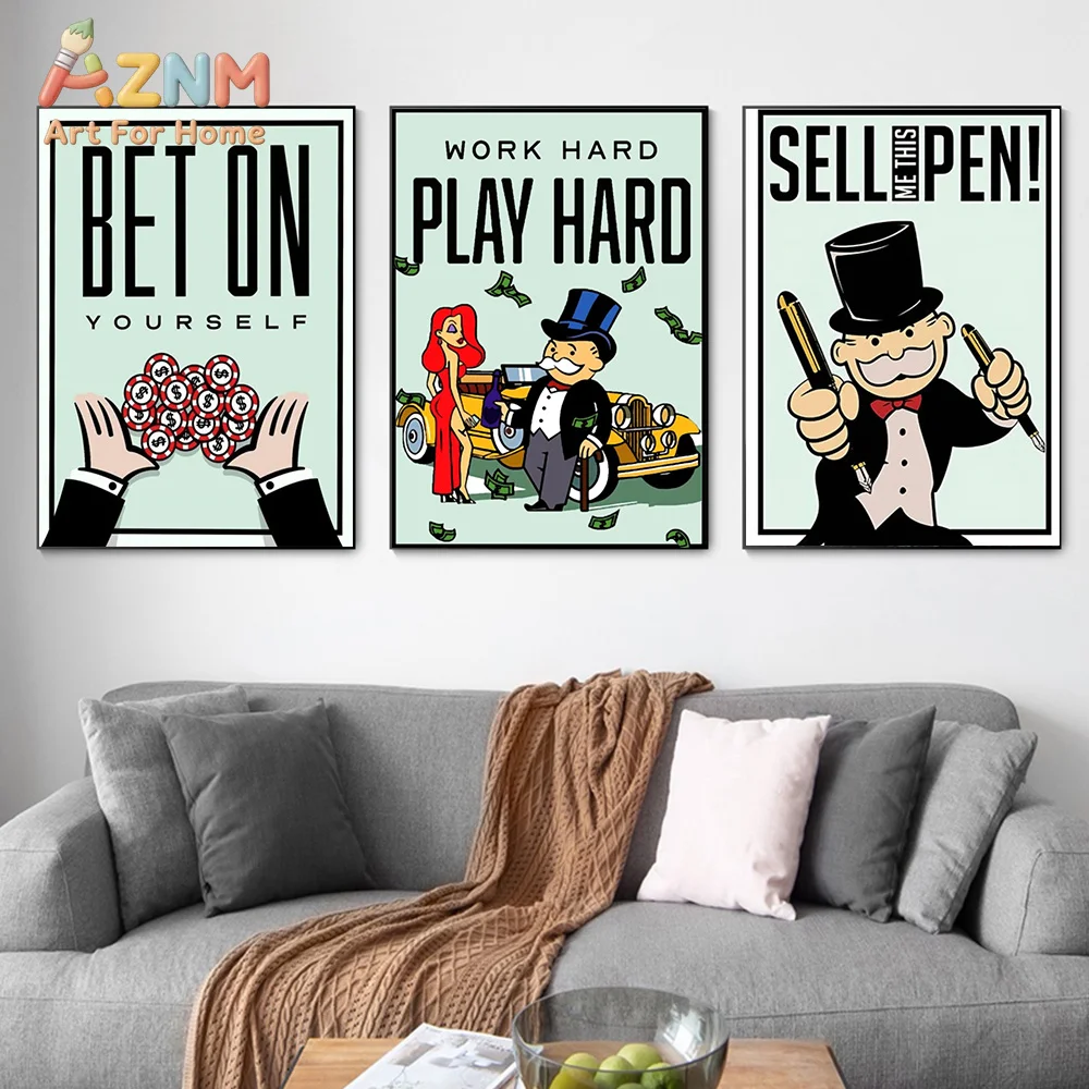 Alec Monopoly Art Poster Monopoly Motivational Print For Offfice Living Room Decor Inspirational Quote Canvas Painting Wall Art