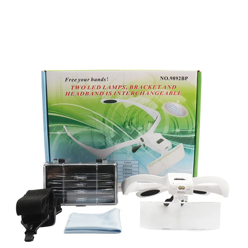 Magnifying Glasses Reading Illuminated Magnifier 1.0X 1.5X 2.0X 2.5X 3.5X 2 Lights Adjustable Head Illuminated Loupe Magnifier