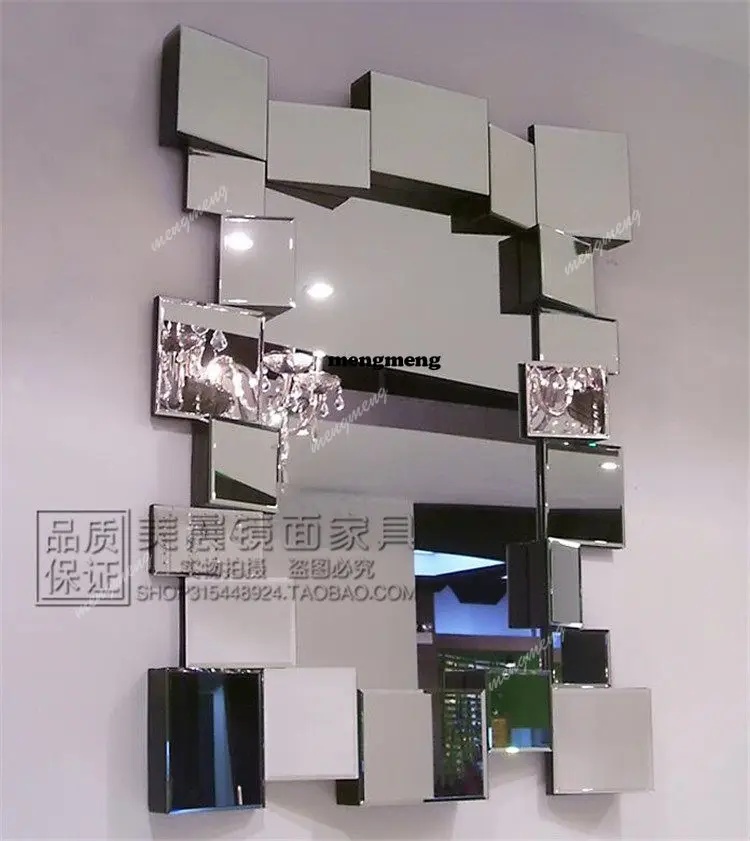 New design European light luxury entrance decorative mirror square bathroom mirror American three-dimensional makeup mirror cust