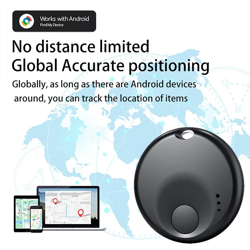 جهاز تعقب GPS الذكي لتحديد المواقع العالمي الدقيق لمكافحة الضياع يعمل مع Google Find My Device Tracker لمفتاح الأمتعة للأطفال الأليف