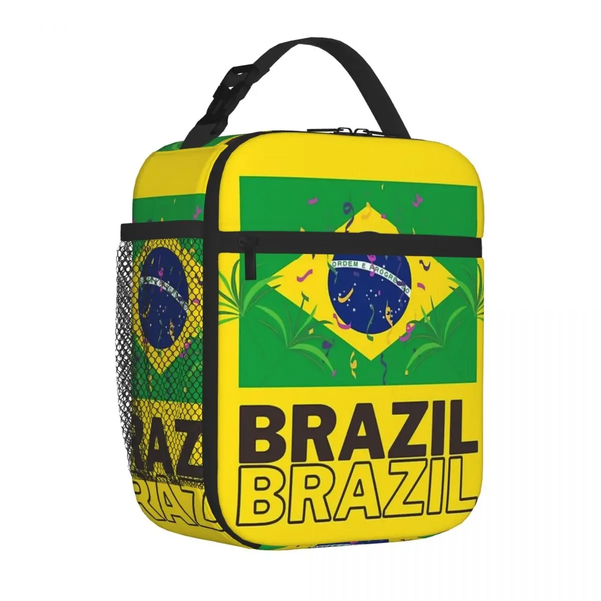 Brazil National Flag Lunch Bags Insulated Lunch Tote Portable Bento Box Leakproof Picnic Bags for Woman Work Children School