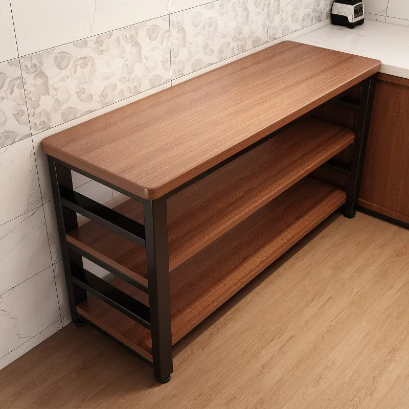 Kitchen Multifunctional Shelf Floor-to-ceiling Vegetable Cutting Table Workbench Multi-layer Edge Locker Microwave Storage Rack