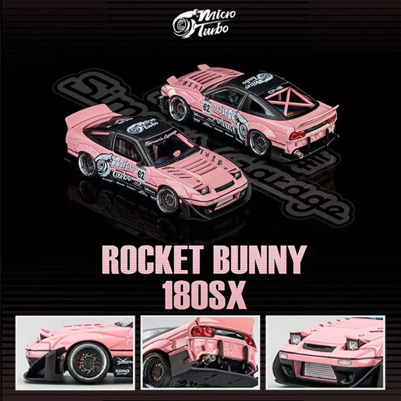 In stock: 1:64 Garage co-branded pink rocket rabbit high-end alloy simulation car model creative decorative item, festival gift