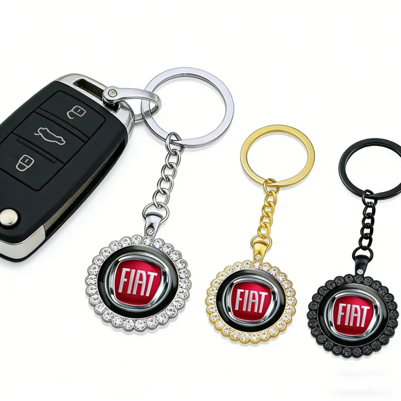 Alloy Car Logo Keychain Key Rings Holder Pendant Auto Accessories for Fiat Aegea Doblo Panda Uno Palio Tipo Punto Stilo Bravo