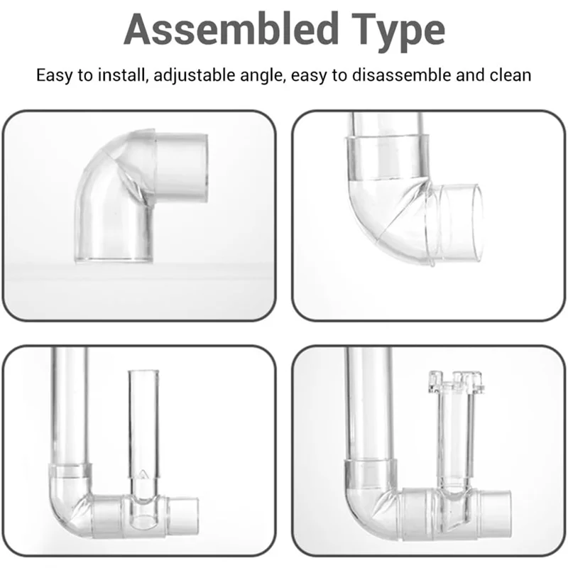 ABJN-Shrimp Hose Water Inflow& Outflow Skimmer Waterweed Waterwheel Pipe Fish Tank Filter Accessories Bracket Aquarium