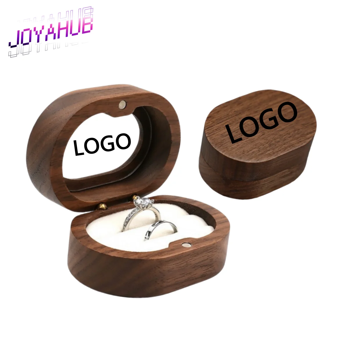

Luxury Wooden Jewelry Box with Magnetic Flip Lid Velvet Lining for Custom Logo on Lid Portable Gift Packaging Display Case