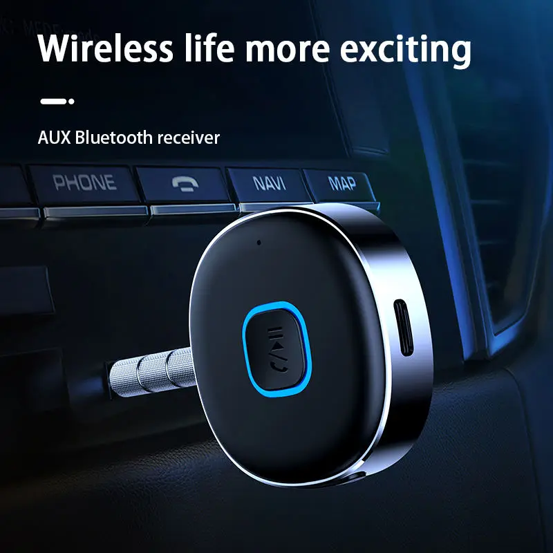 J33 New Design Universal Bluetooth Receiver 3.5mm AUX Wireless Audio Receiver Bluetooth 5.0 Adapter Handsfree Car Kits