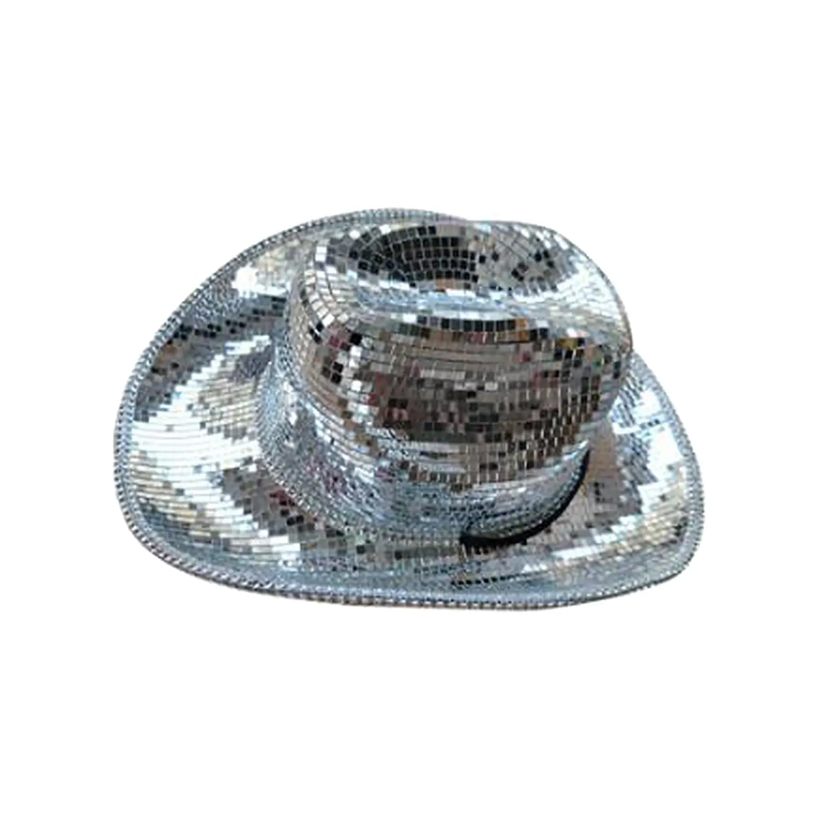 Fancy Dress Cowboy Hat Sequin Sparkling Mirror Cap for Disco Party Cosplay Outdoor Fishing Jazz Cowgirl