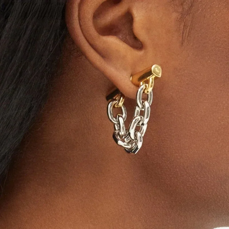 Modern  Jewelry 925 Silver Needle Short Chain Dangle Earrings For Women Gifts Simply Cool Accessories Party Daily Wearing