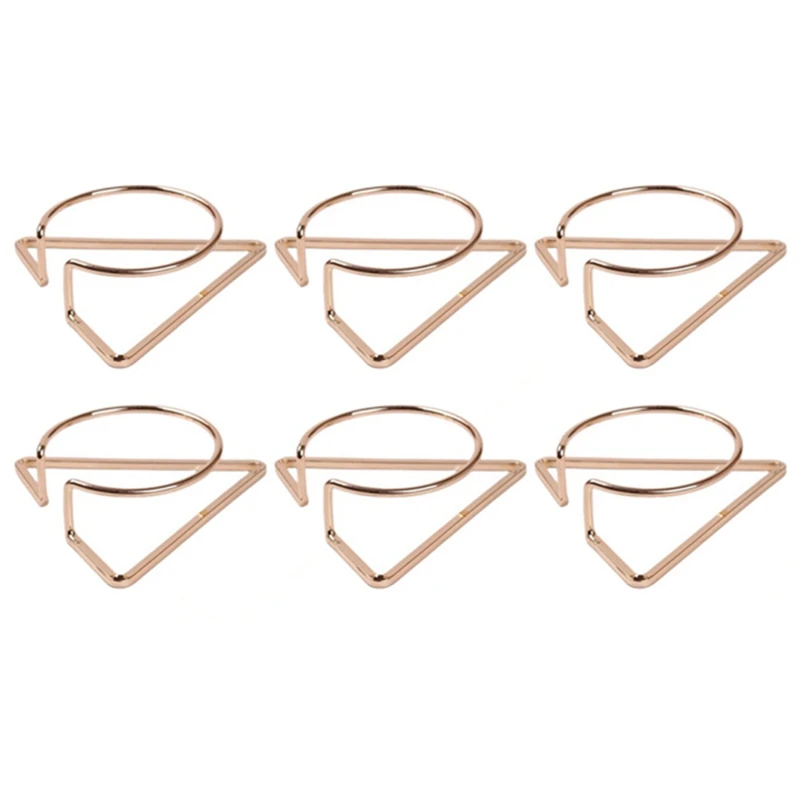 Golden High-End Triple-Cornered Nordic Style Napkin Buckle Napkin Rings Set Of 6, Tableware Ornaments Napkin Ring