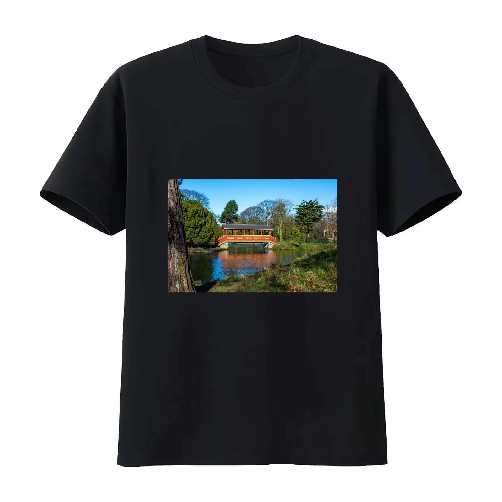 Birkenhead Parks Iconic Swiss Bridge T-Shirt Summer Casual Cotton Tee Oversized Streetwear Tops Vintage Graphic Print