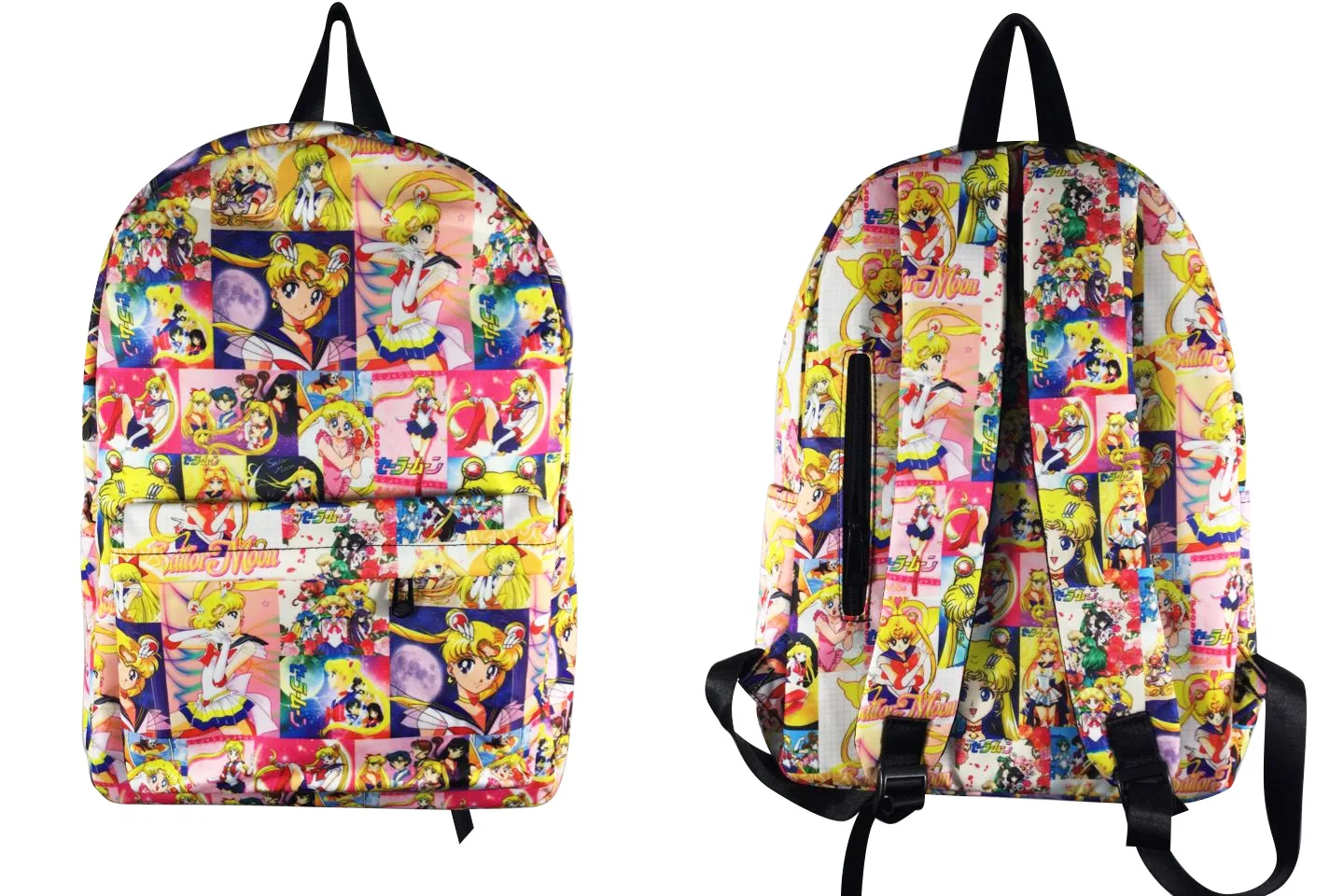 Anime Sailor Moon Luna Cat Crystal Backpack Full Print Rucksack Bag School BookBags Laptop Women Men Boy Students Mochila PU