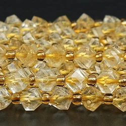 6mm Natural Jewelry Citrines Stone Bead Yellow Cut Corner Beads Jewelry Materials For Making DIY Bracelets Necklace Accessories