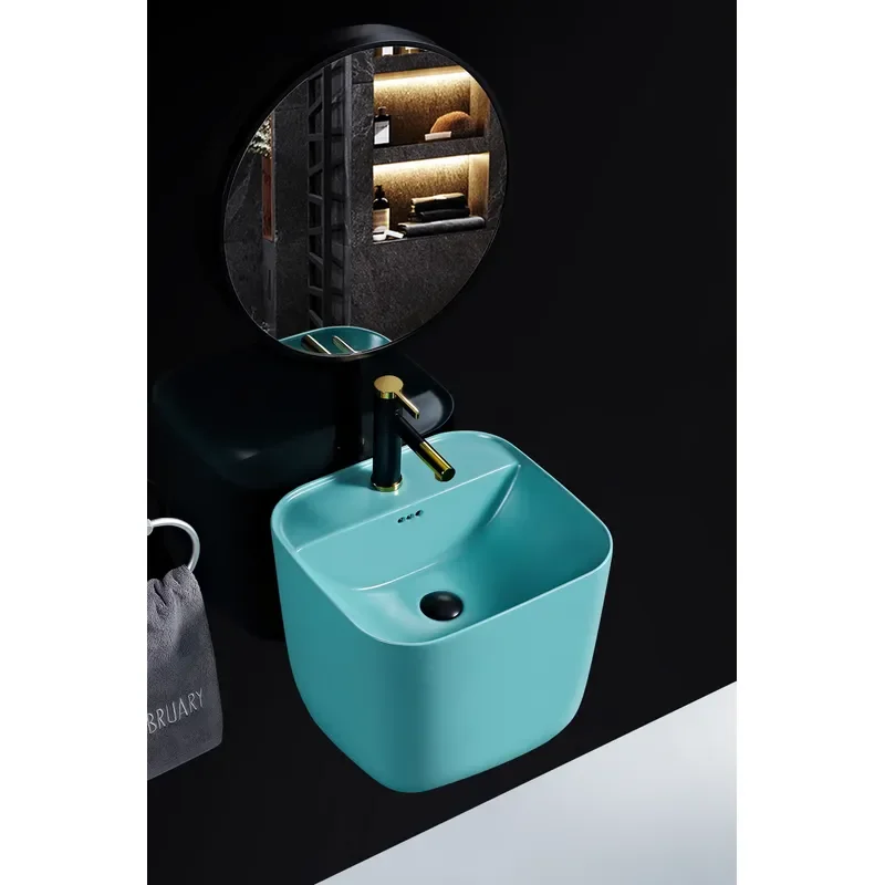 Wall Mounted Ceramic Wash Basin Compact Bathroom Sink Small Household Lavatory for Space Saving Design