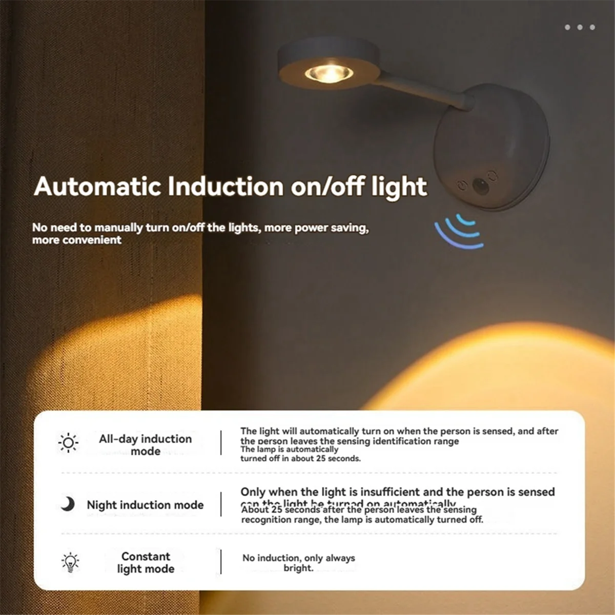 

A71P 2200 мАч Лампа «кошачий глаз» Датчик движения Свет на батарейках 3 цвета с регулируемой яркостью 360 ° Вращающийся прожектор для рисования