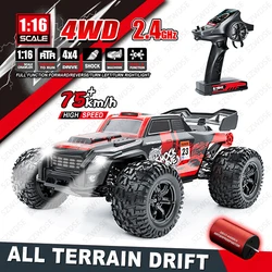 2024 1:16 RC Car 75KM/H 4WD z silnikiem bezszczotkowym Szybki zdalnie sterowany samochód terenowy do wspinaczki Drift Truck Racer Kid Toys