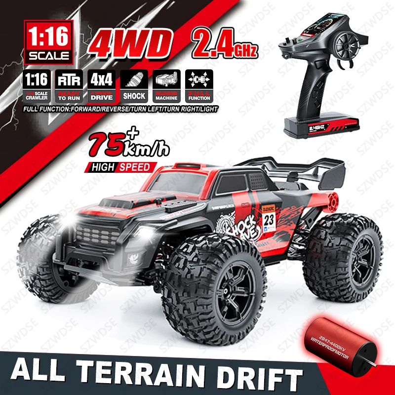 2024 1:16 RC Car 75KM/H 4WD With Brushless Motor High Speed All Terrain Climbing Remote Control Cars Drift Truck Racer Kid Toys