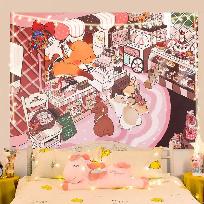 38-дизайн! Плюшевый фон с изображением лисы, ступенчатый макияж, идеально подходит для: прямых трансляций, домашнего декора,