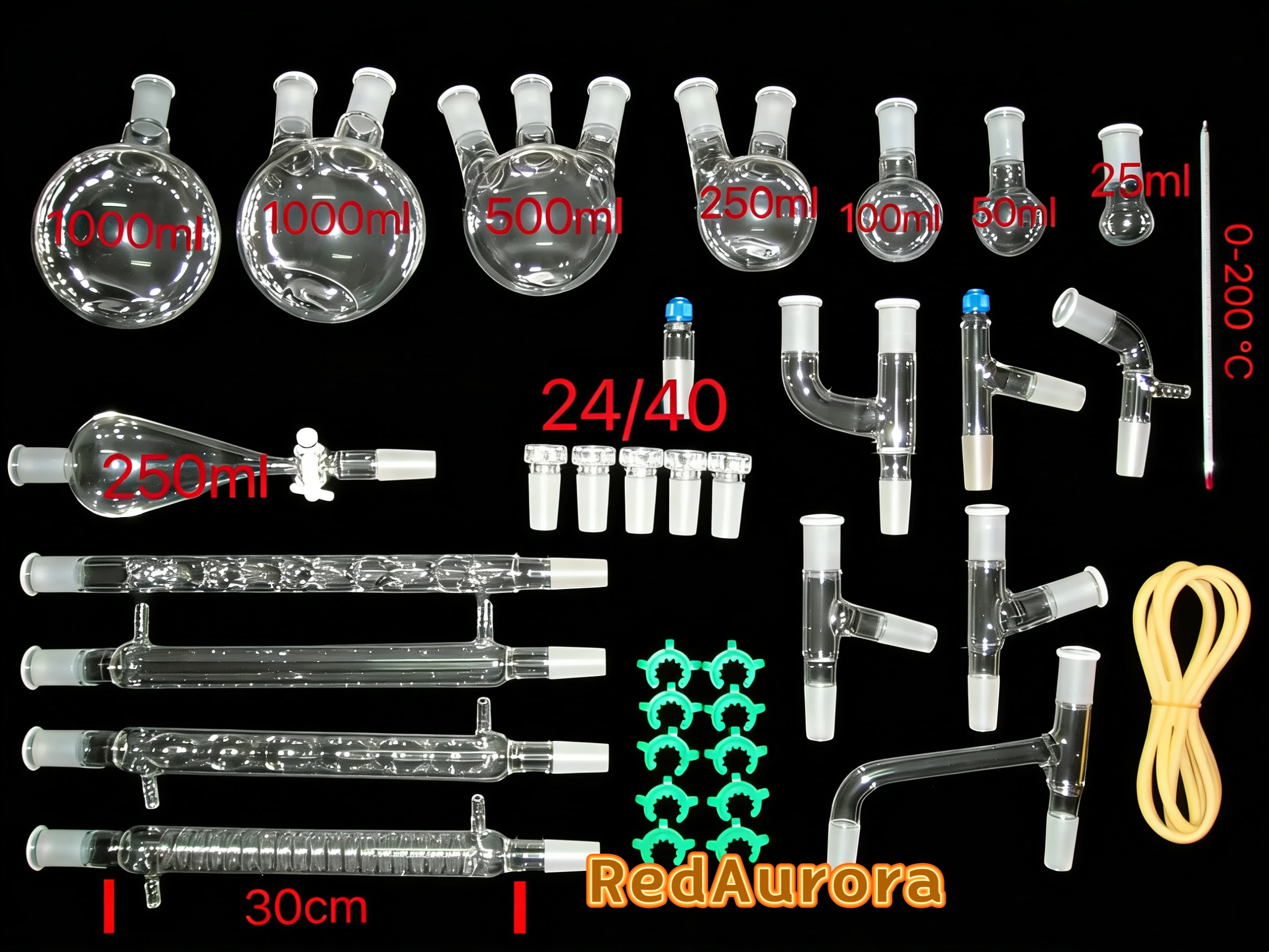 【36 Piece Set】 24/40, Glass Still, Laboratory Distillation Equipment Chemistry Glassware Kit