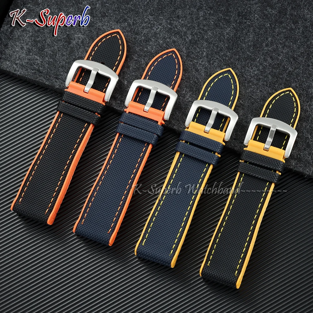 Waterproof Wrist Bracelets 18mm 19mm 20mm 21mm 22mm 24mm Nylon Sailcloth Rubber Hybrid Watch Band Replace Silicone Watch Strap view 3