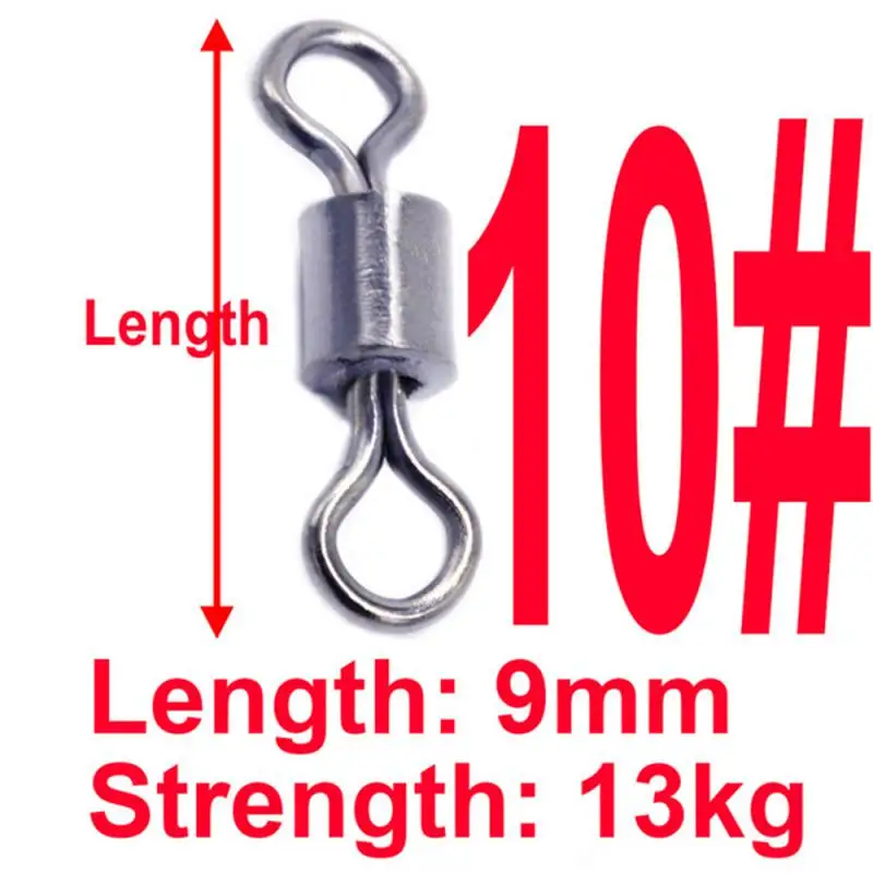 100 Pcs Fishing Connector 8 Shape Swivel Fishing Hooks Line Connectors Stainless Steel Ball Bearing Practical Fishing Rings