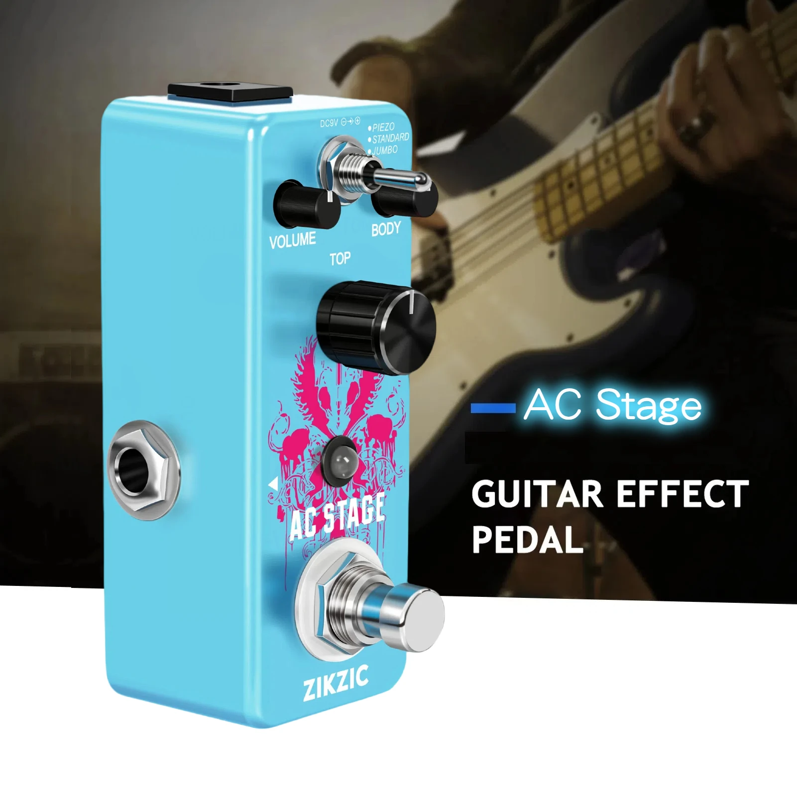 ZIKZIC AC Stage Acoustic Guitar Effect Pedal Acoustic Simulator Effector mini Pedal Jumbo Folk Guitar Accessories Parts AC-3