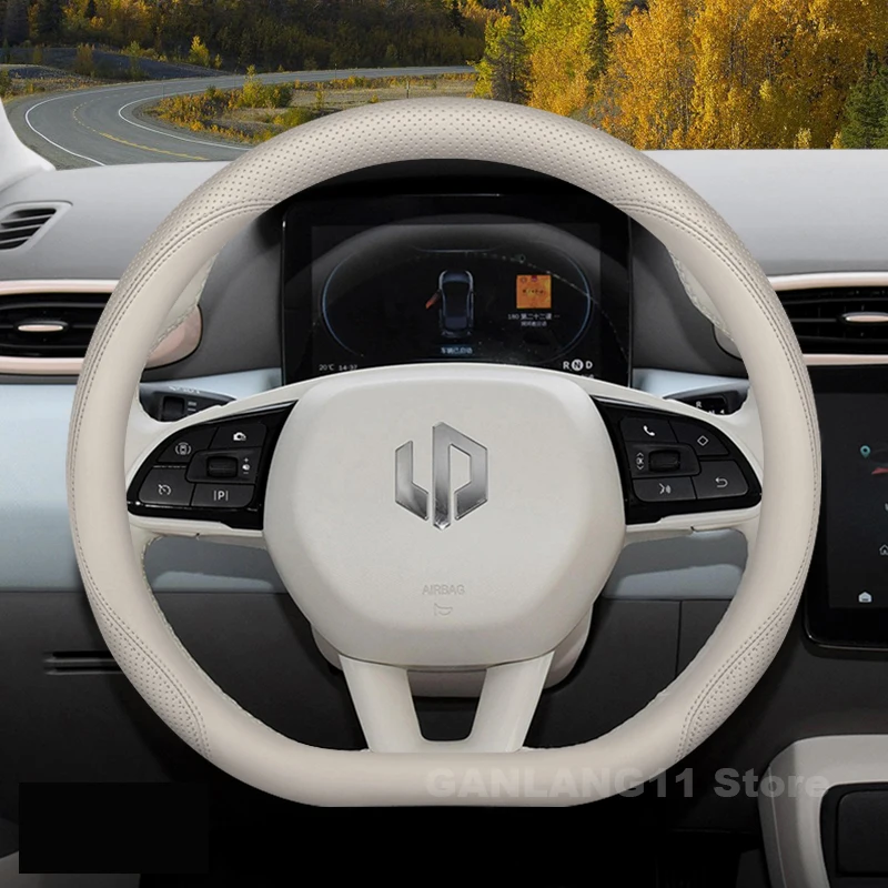 

Leather Car Steering Wheel Cover For Leapmotor T03 2023 2024 2025 Anti-slip Auto Steering Wheel Leapmotor T03 Accessories