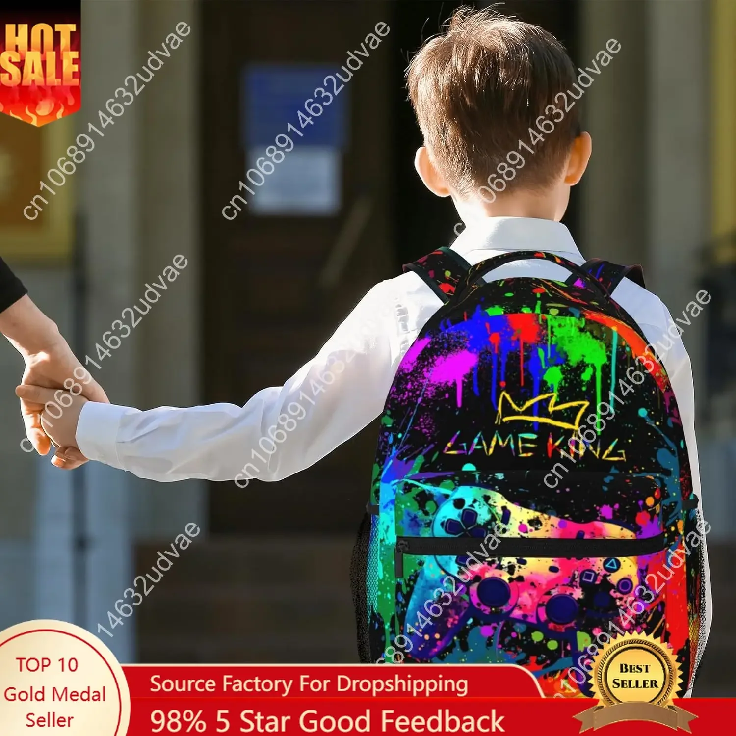 Abstract Gamepad Backpack Games Gaming Travel Laptop Backpack Water Resistant Bags Bookbag Travel Hiking Camping Daypack