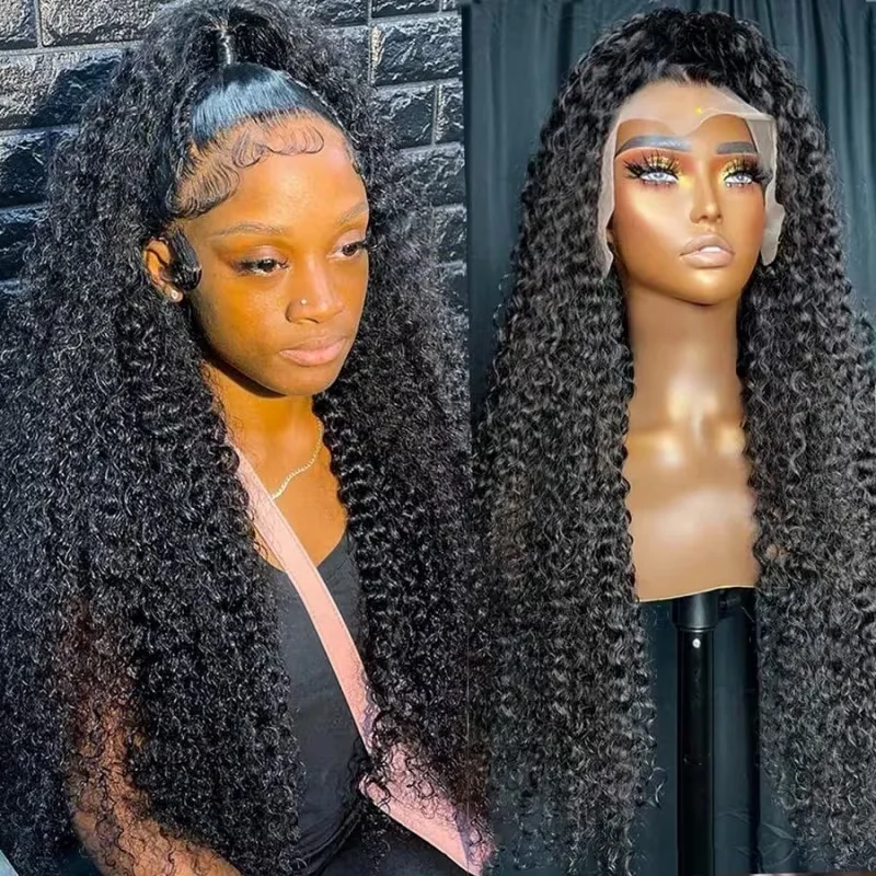 

Парик из натуральных волос с глубокими кудрями, плотность 200, с прозрачной HD-основой 6x4, предварительно выщипанный, с детским волосом, для женщин