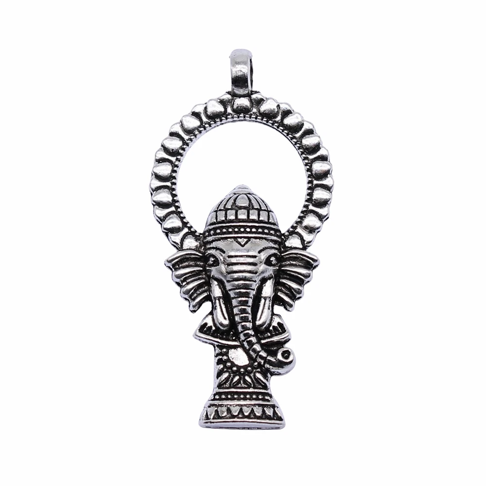 Components Elephant God Ganesha Charms Jewelry For Men 56x27mm 4pcs