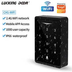 2.4G Wifi Support Tuya App RFID Keypad IP66 Waterproof Backlit Touch 125kHZ EM Card Reader For Access Control System WG 26bits