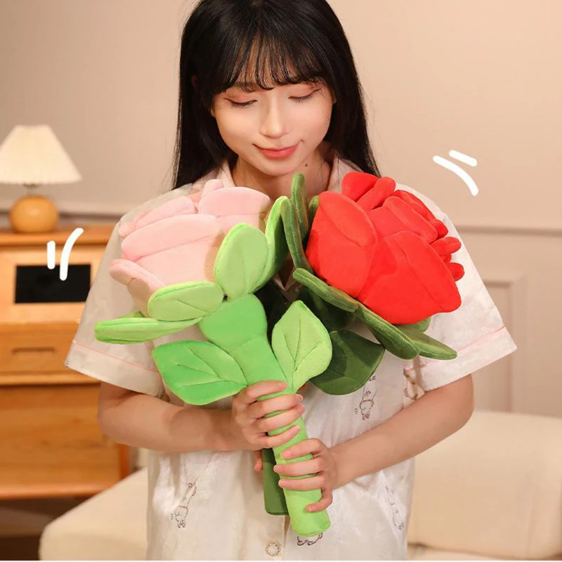 

Подушка с имитацией розы, плюшевая игрушка, букет цветов, мягкая подушка, домашнее свадебное украшение для девочек, подарок на день Святого Валентина, день рождения, игрушка