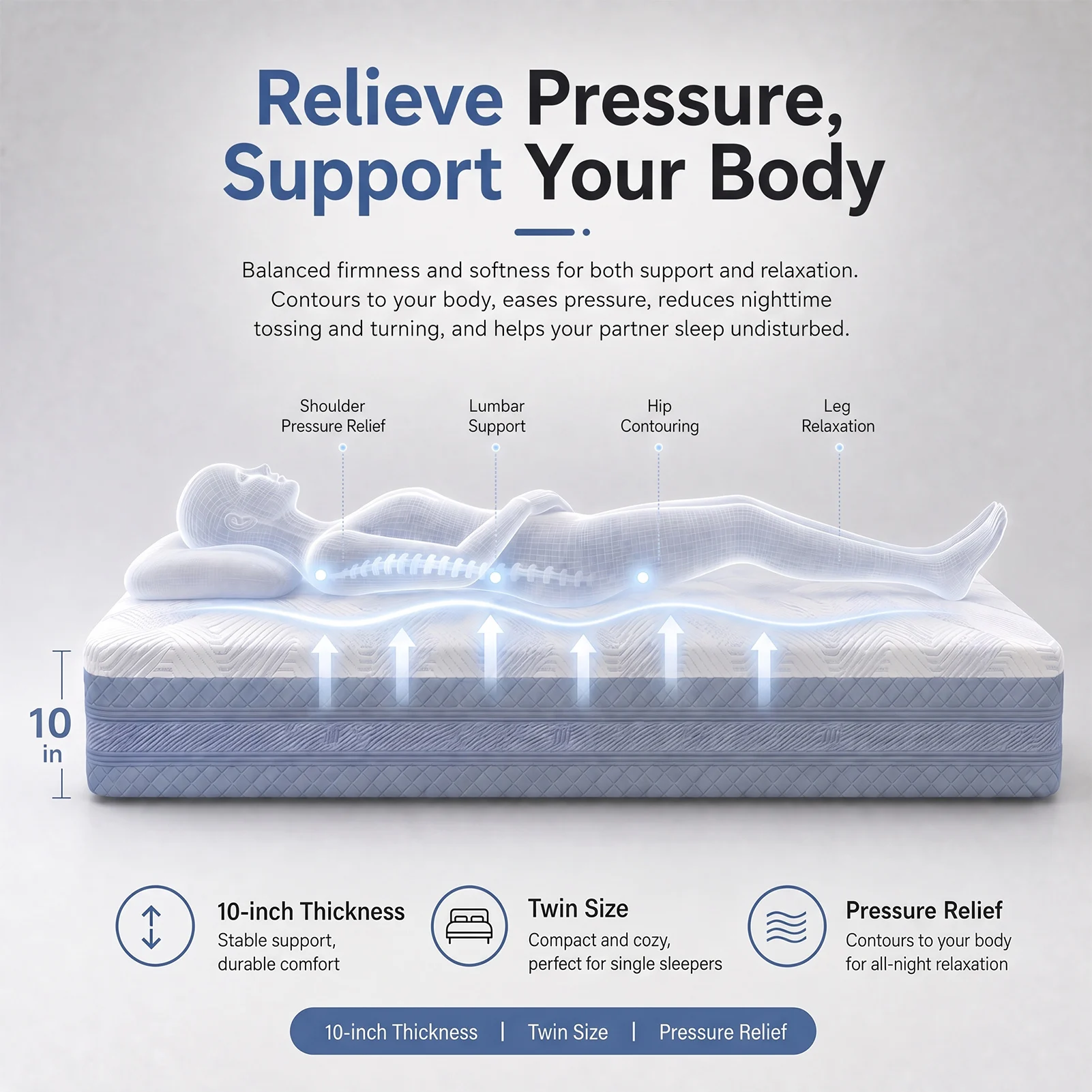 10 Inch Twin Size Mattress Bre - Mattress Pad Topper ulasan dan harga