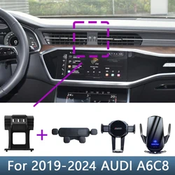 For AUDI A6 C8 A7 2019 2020 2021 2022 2023 2024 Car Phone Holder Special Fixed Bracket Base Wireless Charging Accessories