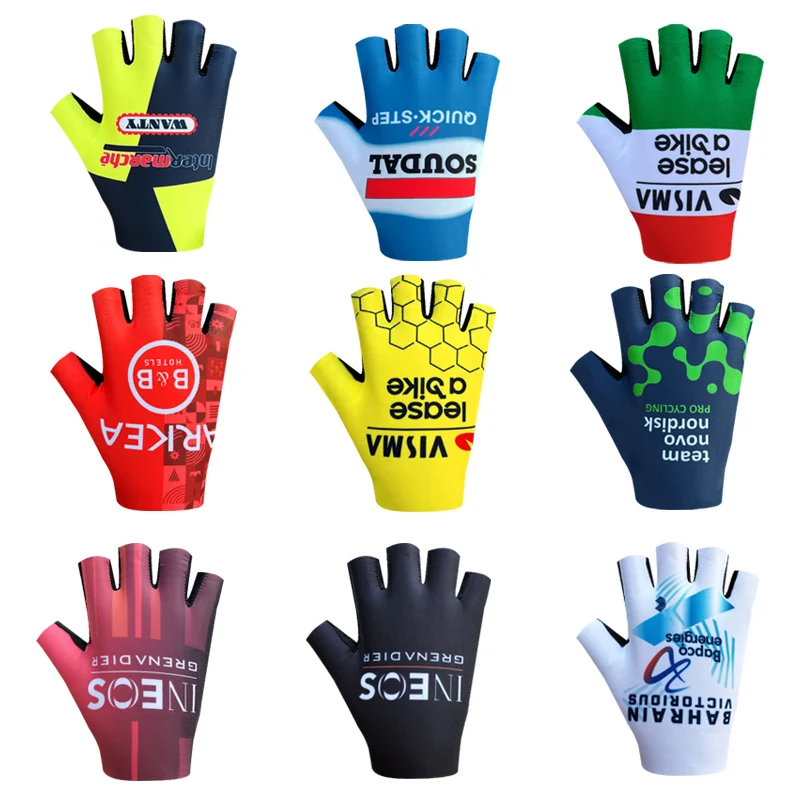 Pro Team 2024 Breathable Cycling Gloves UAE ITALY Road Bike Gloves Men Sports Half Finger Anti Slip MTB Bicycle Glove