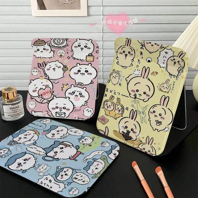 Jikikawa Cartoon Makeup Mirror - Large Size - Foldable Portable Makeup Mirror for Student Dormitory Desk Makeup Remover Mirror