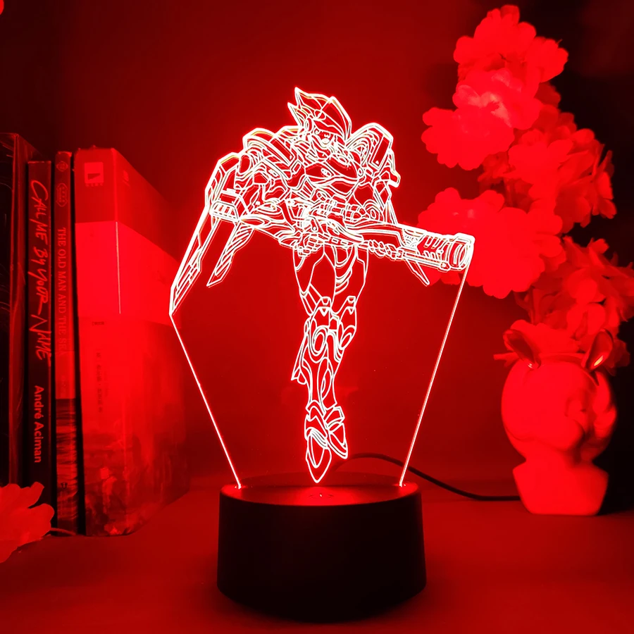 Overwatch Game Figure Pharah 3D LED Nightlight Cool Christmas Gift for Gamer Boyfriend Kids Warm Decoration for Bedroom