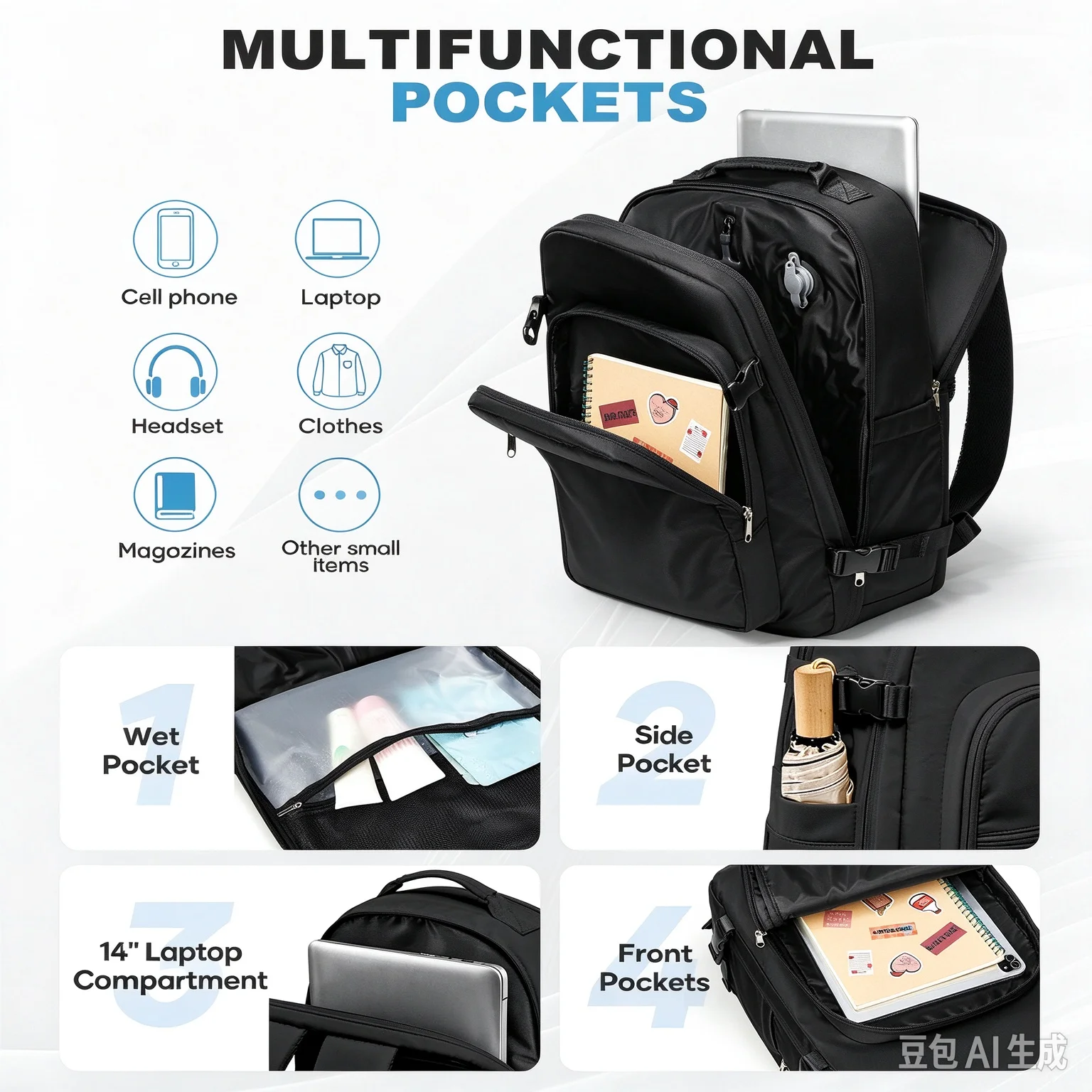Vacuum Backpack Men's Backpack Ryanair Hand Luggage 40x30x20, Travel Backpack Hand Luggage Airplane Cabin Bag Laptop Backpack