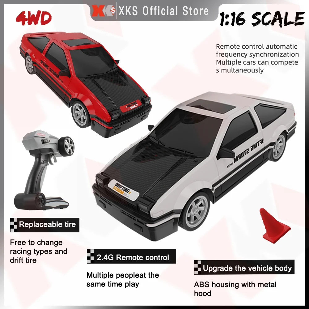 RC16 1/16 RC Car AE86 Model 2.4G Remote Control 4WD Off Road 30Km/H High Speed Light Drift Racing Electric Toy Car Gift for Boy