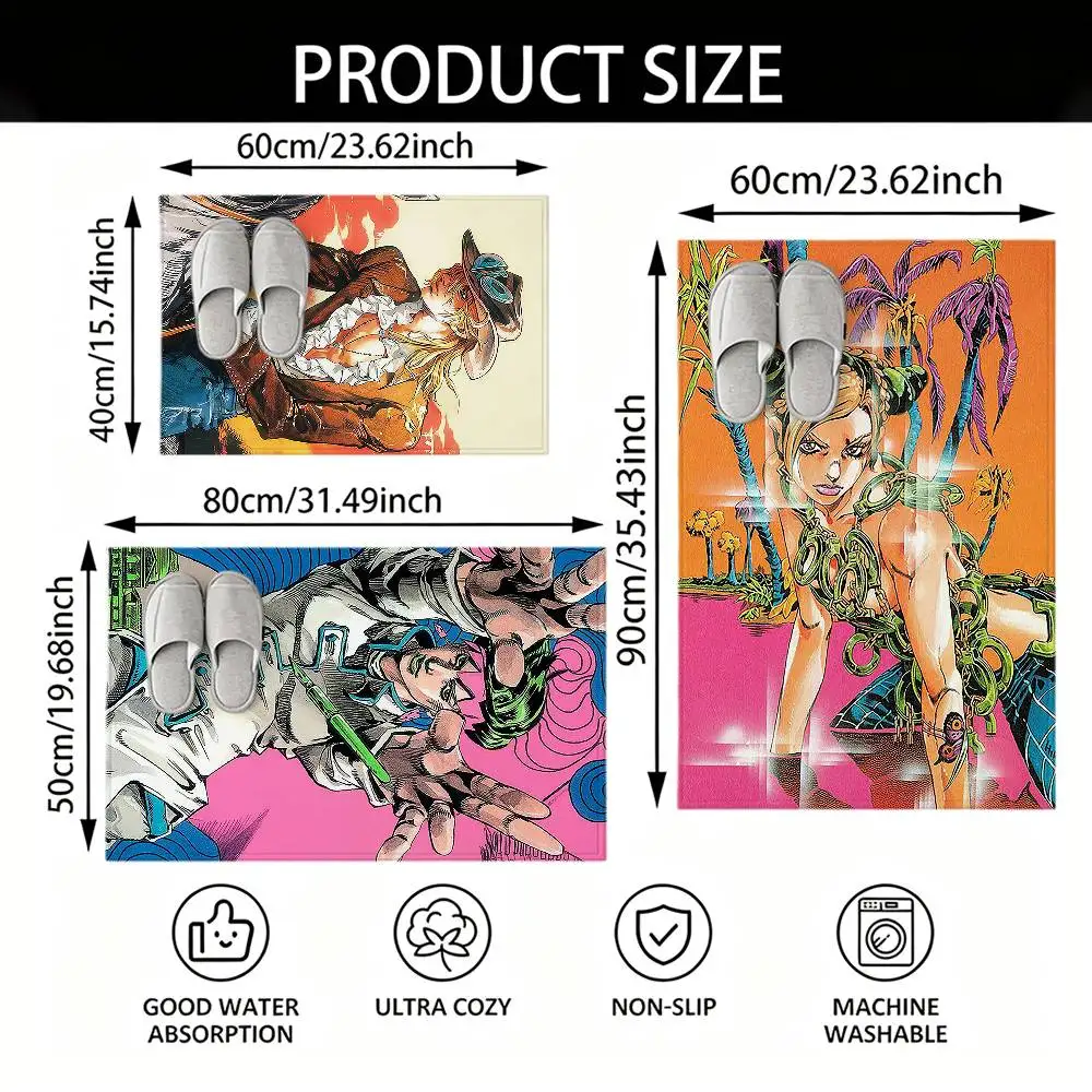 J-Jojo B-Bizarre A-AdventureS Bedroom Decor Carpet for Living Room Thick Plush Study Floor Mat Home Fluffy Soft Rug 2