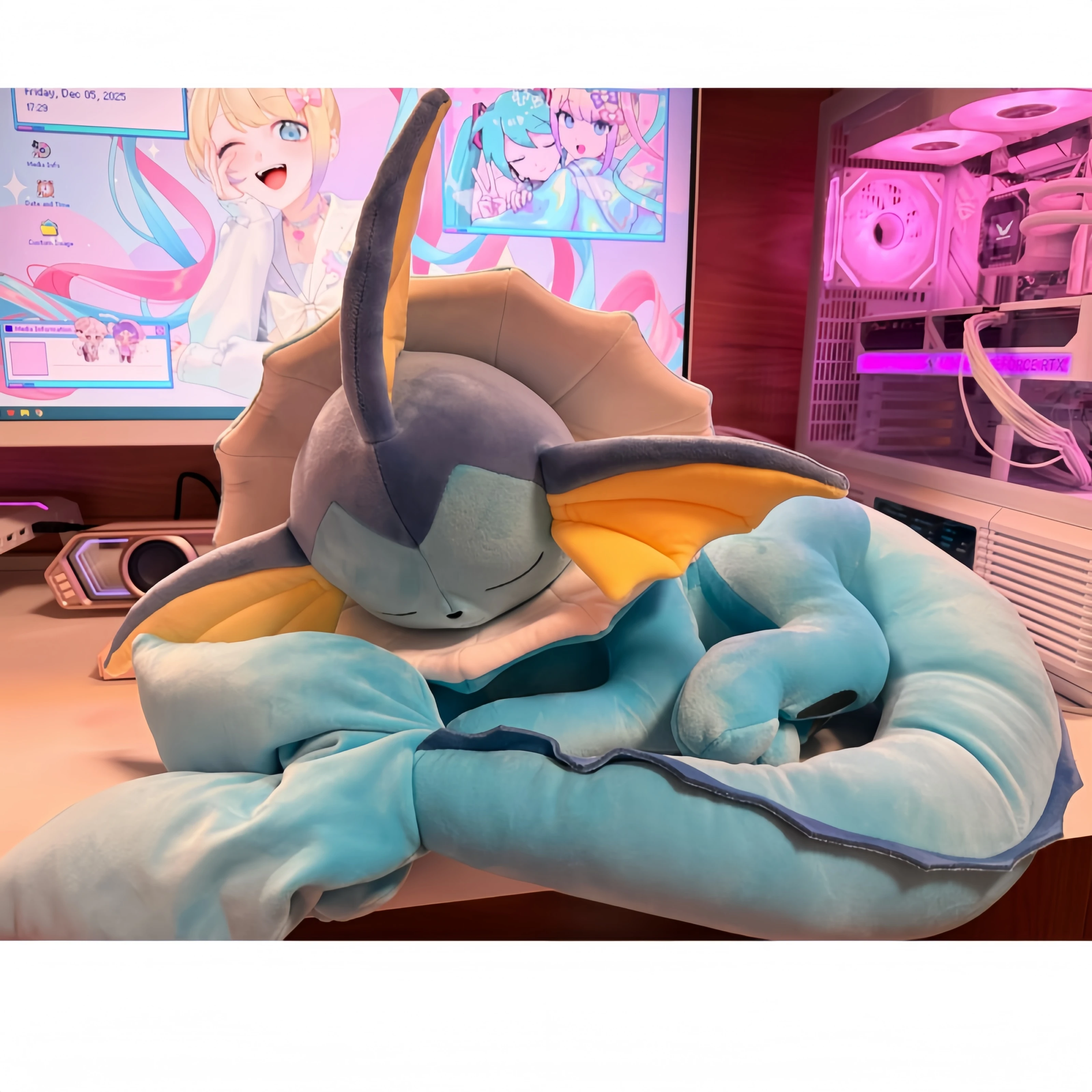 

Cartoon Plushie Cute Sleeping Vaporeon Pokemon Plush New Eevee Evoli Sleep Plush Vaporeon Pikachu Peluche Stuffed Toys Kid Gift