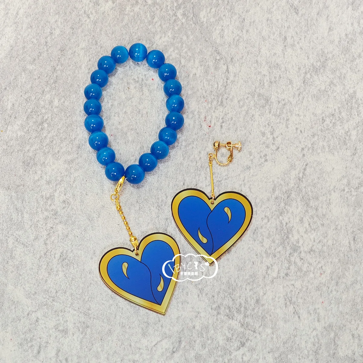 Cosplay Earrings and Bracelet Set Ren Koumei  heart shape dangles Ear Pieces Roleplay Costume  Accessories