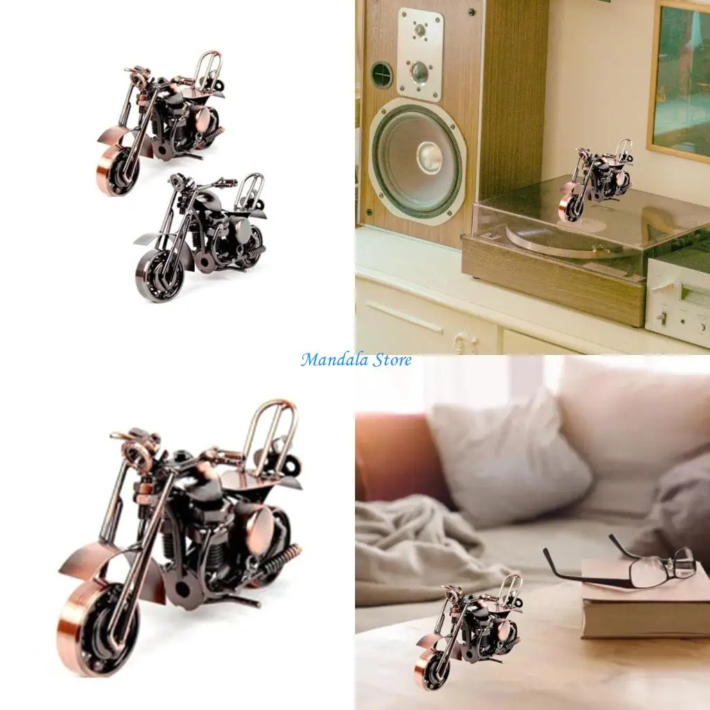 

U2JC Retro Soldering Wrought Iron Motorcycle Model Ornament Motorbike Figurine Decor