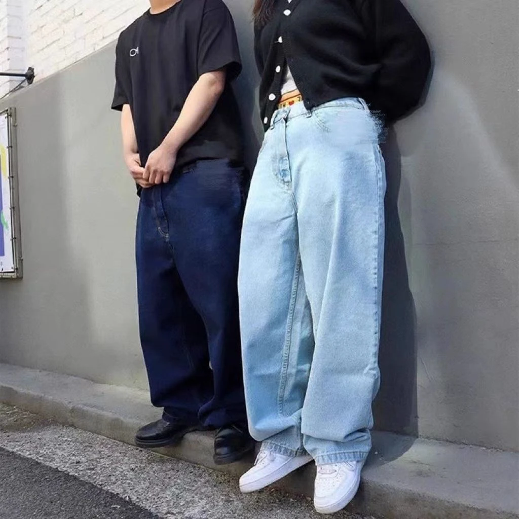 Klasyczne amerykańskie jeansy Waed, luźne, codzienne, z prostymi nogawkami, szerokie spodnie, młodzieżowe, modne, bawełniane, 100% antystatyczne, wytrzymałe.