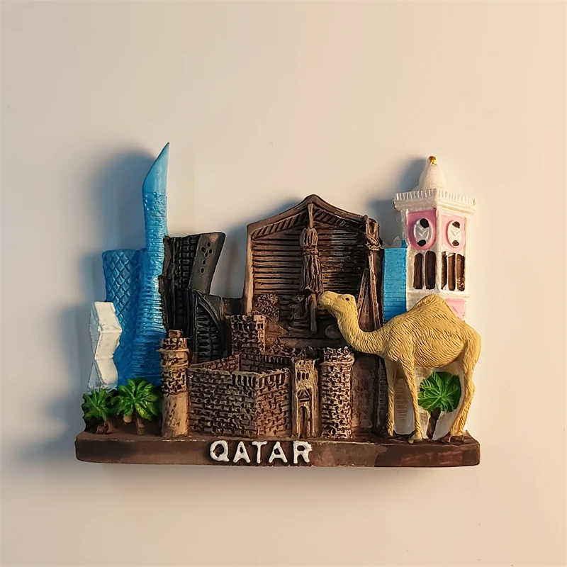آسيا، كاتار، دوها، شارع بينهاي، الجمل، مجسمة ثلاثية الأبعاد، هدايا تذكارية للسياحة، لوحة من الراتنج، ديكور المنزل، مغناطيس الثلاجة