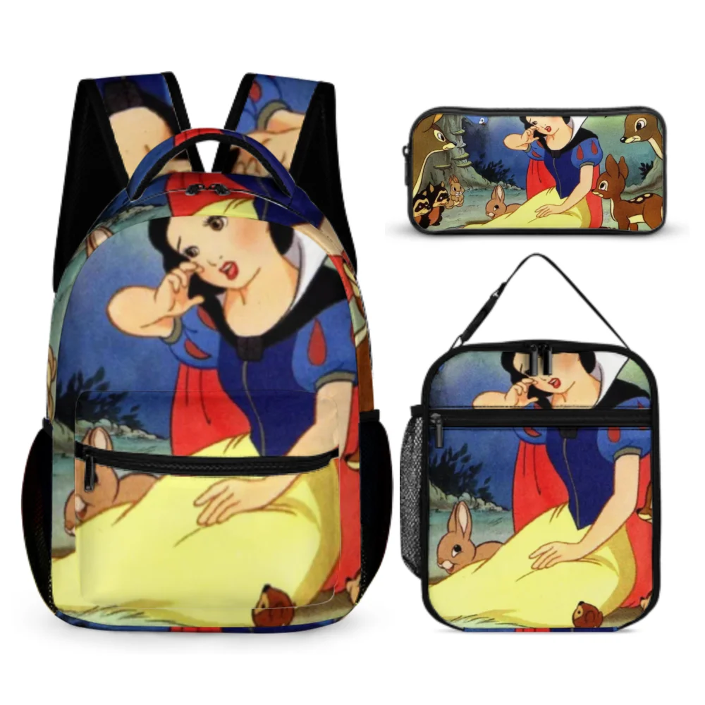 

Disney Design Fashion Custom Logo Children Double Shoulder Schoolbag Zipper Pen Bag With Durable Lunch Bag 3pcs Set