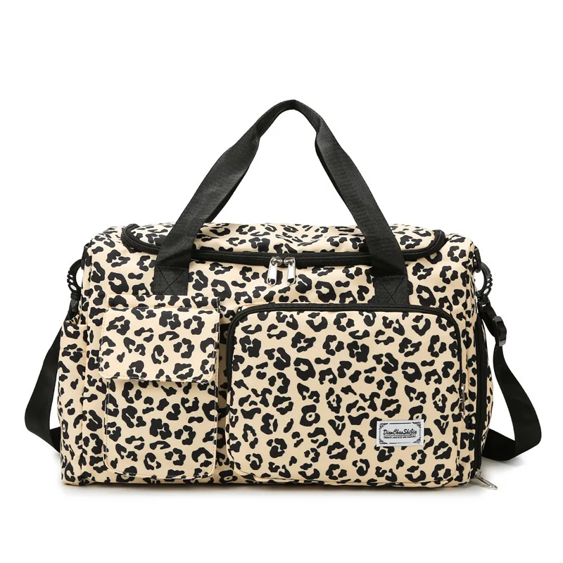 

Travel bag short business trip luggage bag leopard print large-capacity fitness sports handbag independent shoe compartment