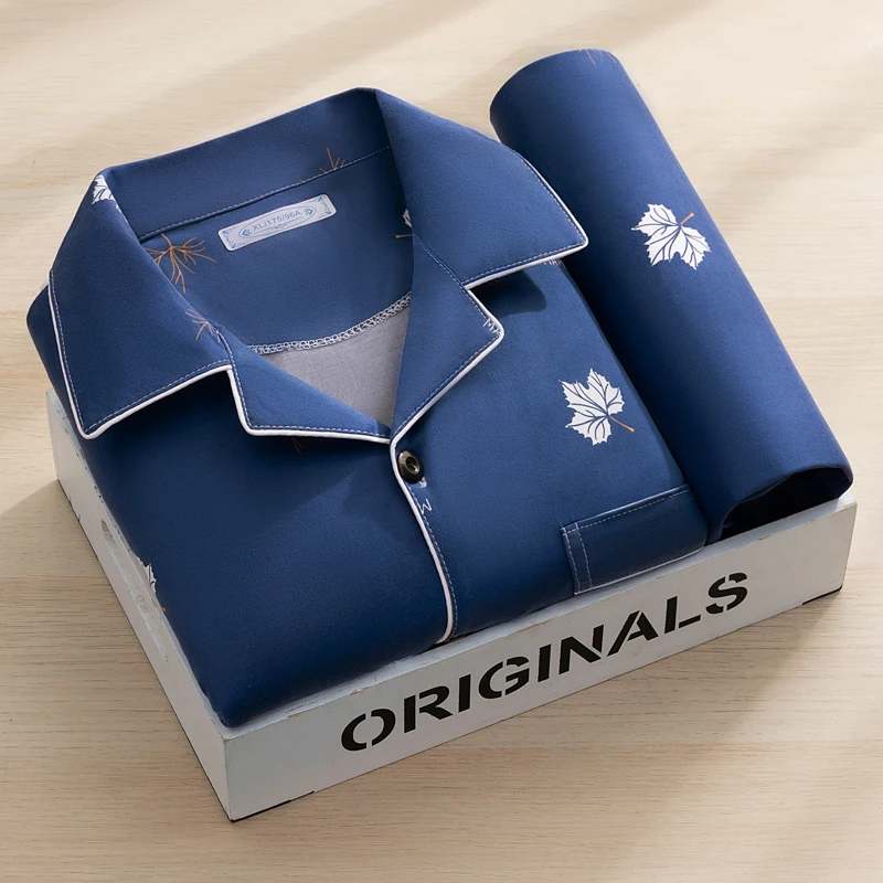 Men's cardigan - blue maple leaf