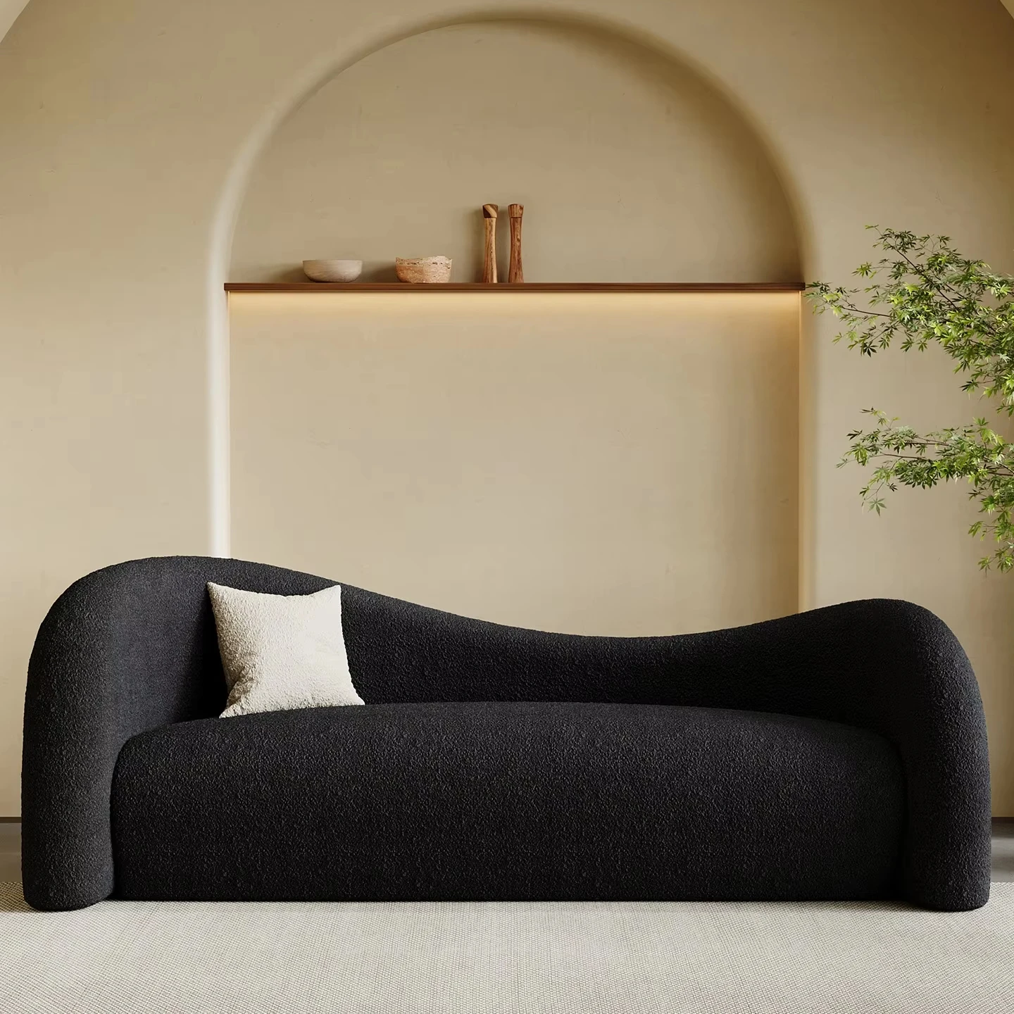 Light Luxury Arc Double Sofa For Reception Area For Beauty Salons Small Family Living Rooms Women's Clothing Stores Hostels